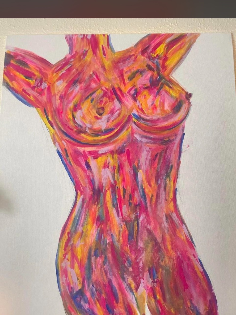 Women body Pink Multicolor abstract art